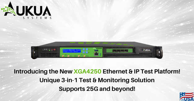 Aukua Systems 
															Introduces New 
															XGA4250 High Speed 
															3-in-1 Ethernet & IP 
															Test Platform